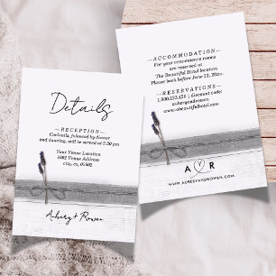 Rustic Boho Burlap Wood Lavender Wedding Details Enclosure Card