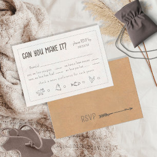 Rustic Boho Casual Funny Wedding ID1109 RSVP Card