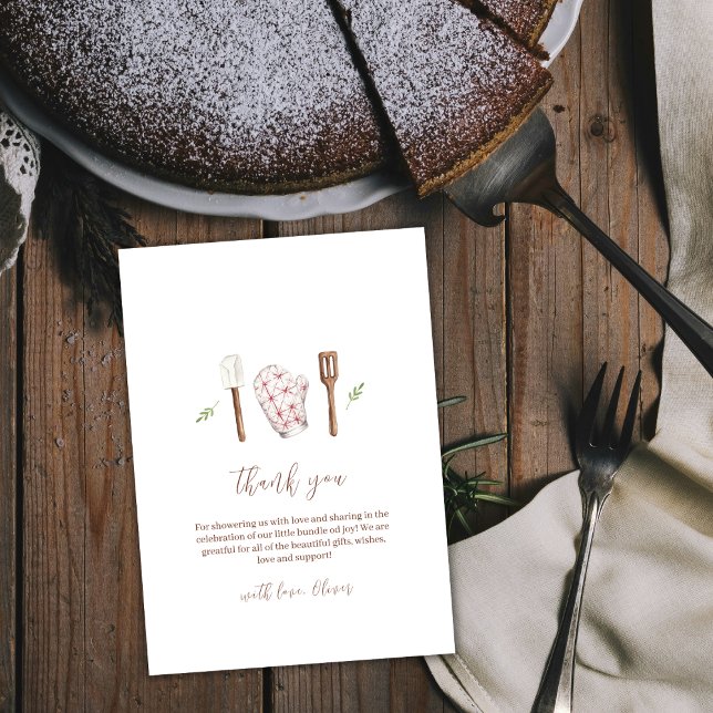 Rustic Boho Chef Kitchen Stuff Baby Shower  Thank You Card (Rustic Boho Chef Kitchen Stuff Baby Shower Thank You Card)