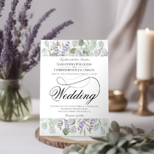 Rustic Boho Chic Eucalyptus & Lavender Wedding Invitation