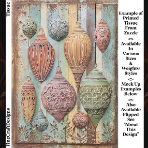 Rustic Boho Chic Holiday Ornaments EA1R Decoupage Tissue Paper
