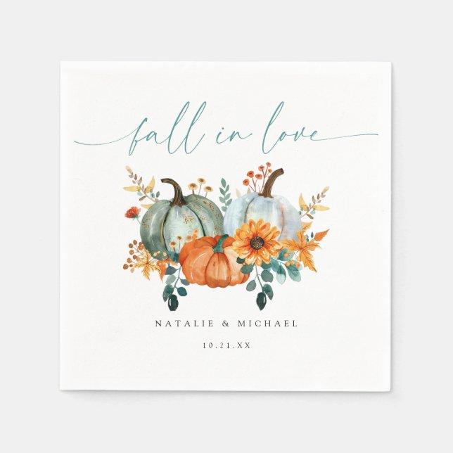 Rustic Boho Chic Pumpkin Fall Wedding Napkin (Front)