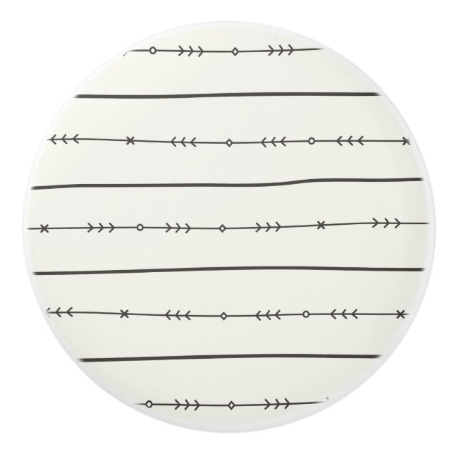 Rustic Boho Chic Trendy Modern Arrow Ivory Ceramic Knob (Front)