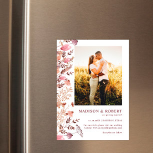 Rustic Boho Chic Wildflower Photo Save The Date Magnetic Invitation