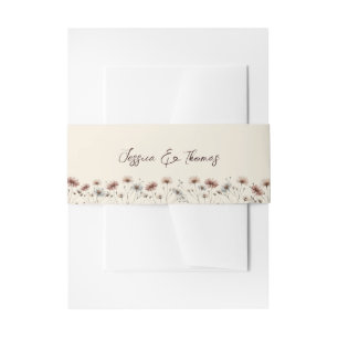 Rustic Boho Chic Wildflowers Cream Wedding Invitation Belly Band
