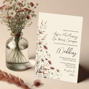 Rustic Boho Chic Wildflowers Elegant Wedding Invitation