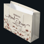 Rustic Boho Chic Wildflowers Maid of Honour Weddin Large Gift Bag<br><div class="desc">This beautiful gift bag is designed as a wedding gift or favour bag for your Maid of Honour. It features a rustic yet elegant design with a bounty of wildflowers in earthtone shades of terracotta, dusty rose, and pewter blue on an ivory or cream coloured background. The title "Maid of...</div>