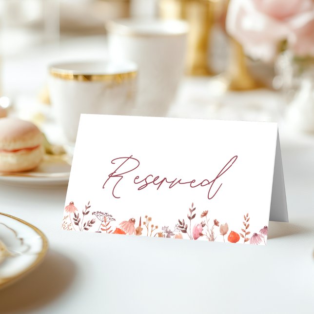 Rustic Boho Chic Wildflowers Wedding Reserved Place Card (Creator Uploaded)