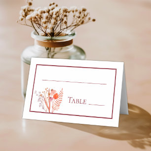 Rustic Boho Chic Wildflowers Wedding Table Number Place Card