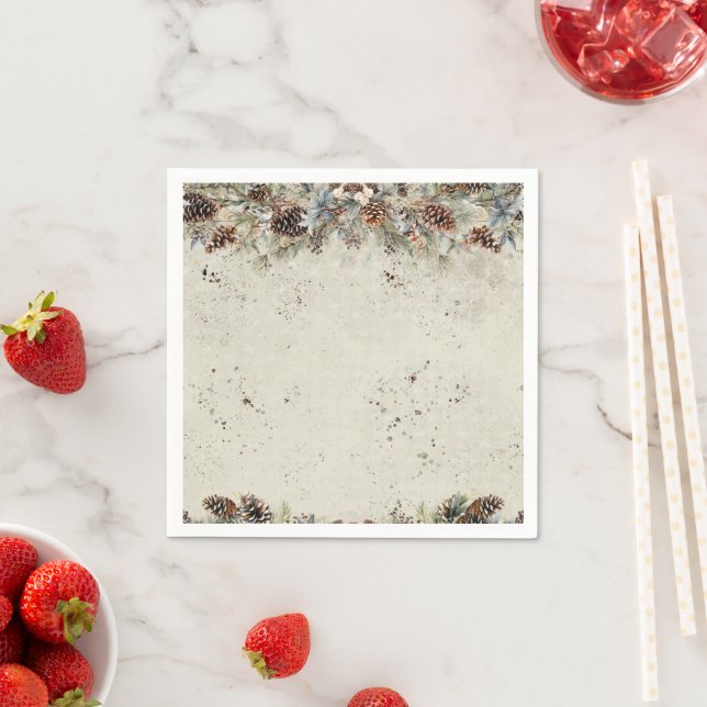 Rustic Boho Christmas Pine Farmhouse Pattern  Napkin (Insitu)
