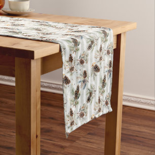 Rustic Boho Christmas Pine Farmhouse Pattern  Short Table Runner