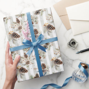 Rustic Boho Christmas Pine Farmhouse Pattern  Wrapping Paper