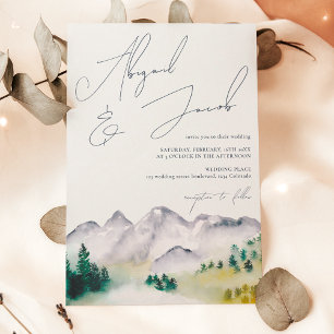 Rustic boho Colorado mountain destination wedding Invitation