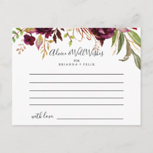 Rustic Boho Colorful Floral Wedding Advice Card