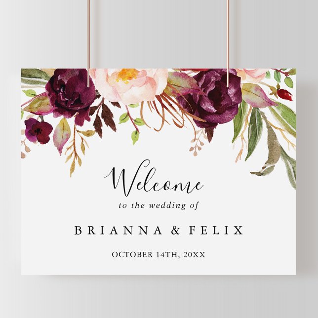 Rustic Boho Colorful Floral Wedding Welcome Sign (Creator Uploaded)