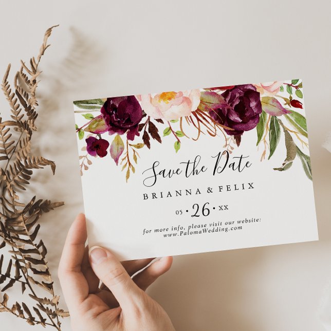 Rustic Boho Colourful Floral Horizontal Wedding Save The Date (Creator Uploaded)