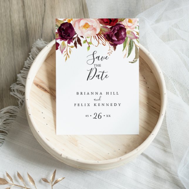 Rustic Boho Colourful Floral Save the Date Postcard (Creator Uploaded)