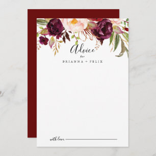 Rustic Boho Colourful Floral Wedding Advice Card