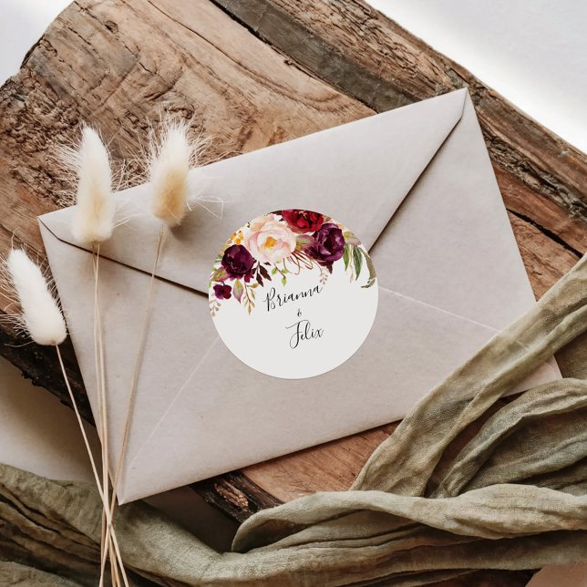 Rustic Boho Colourful Floral Wedding Envelope Seal (Creator Uploaded)