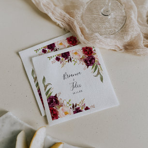 Rustic Boho Colourful Floral Wedding Napkin