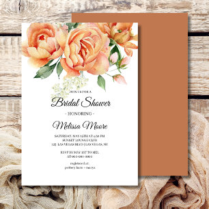 Rustic Boho Coral Peach Flowers Greenery Invitation