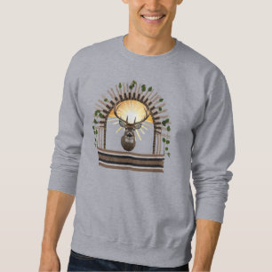 Rustic Boho Deer Knit Art Basic Sweatshirt