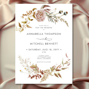 Rustic Boho Delicate Fall Wildflower Wedding Invitation