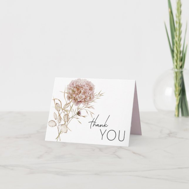 Rustic Boho Delicate Fall Wildflower Wedding Thank You Card (Front)