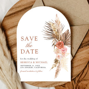 Rustic Boho Earthy Floral Pampas Wedding Save The Date