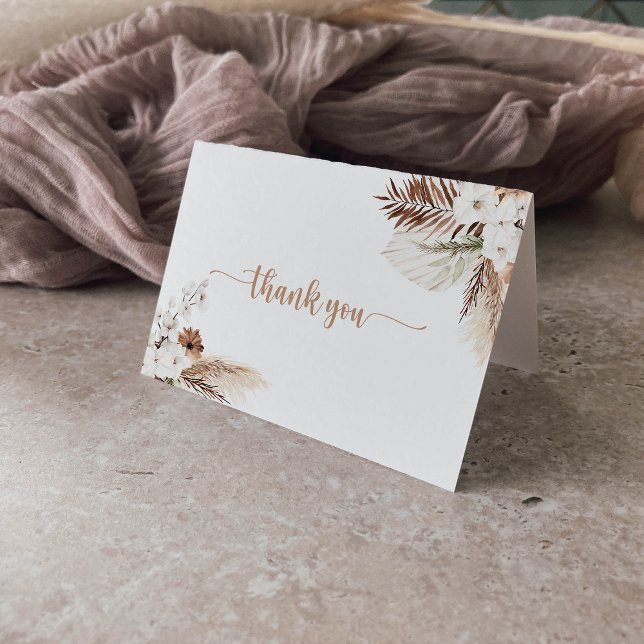 Rustic Boho Elegant Floral Folded Wedding  Thank You Card (Creator Uploaded)
