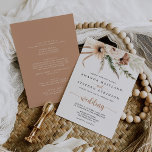 Rustic Boho Elegant Floral Front & Back Wedding Invitation<br><div class="desc">This rustic boho elegant floral front and back wedding invitation is perfect for a destination wedding. The design features watercolor cream,  white,  brown flowers and green pampas grass in elegant bouquets.

Save paper by including more details on the back of the invitation instead of on a separate enclosure card.</div>
