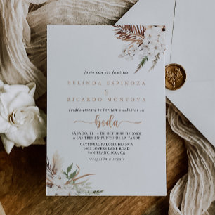 Rustic Boho Elegant Floral Spanish Wedding  Invitation