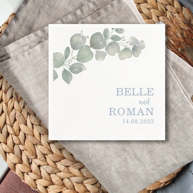 Rustic Boho Eucalyptus Foliage Wedding Napkin (Creator Uploaded)