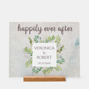 Rustic Boho Eucalyptus Greenery Wedding Reception Acrylic Sign