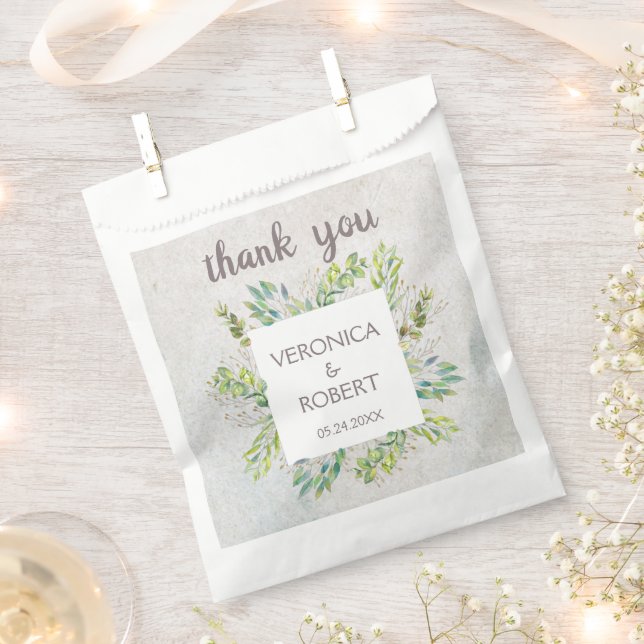 Rustic Boho Eucalyptus Greenery Wedding Thank You  Favour Bag (Clipped)