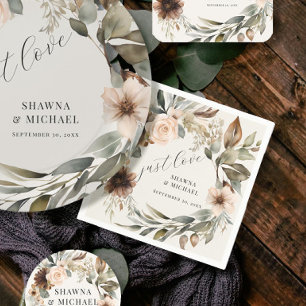 Rustic Boho Fall Autumn Floral Foliage Wedding Napkin