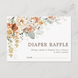 Rustic Boho Fall Burnt Orange Floral Diaper Raffle Enclosure Card