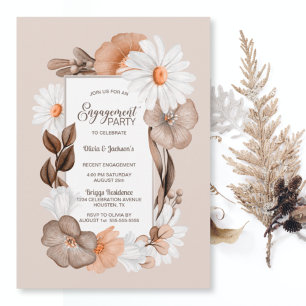 Rustic Boho Fall Floral Engagement Party Invitation