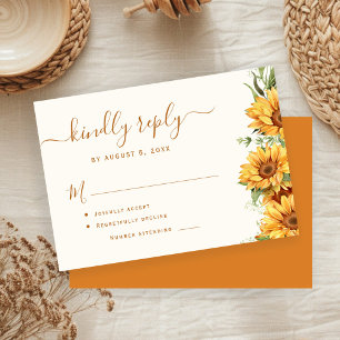 Rustic boho fall floral garden barn wood wedding RSVP card