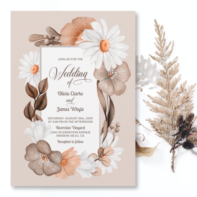 Rustic Boho Fall Floral Wedding Invitation (Creator Uploaded)