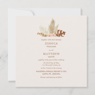 Rustic Boho Fall Flowers Outdoor Wedding Invitation