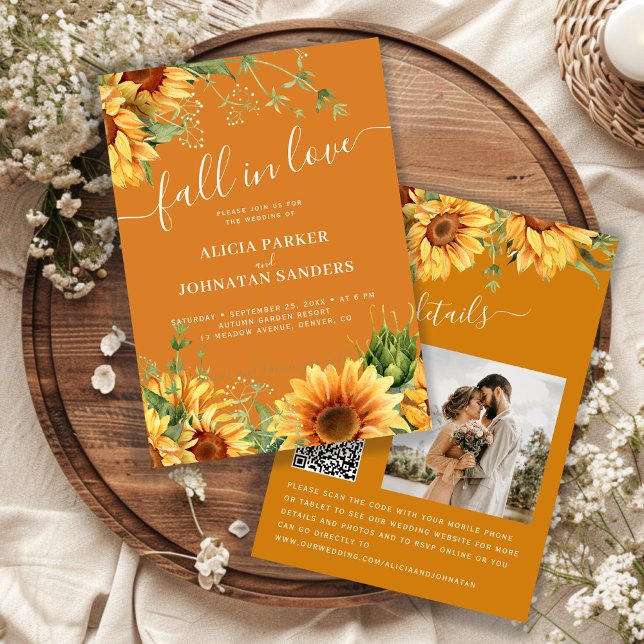 Rustic boho Fall in Love photo wedding Invitation (Creator Uploaded)