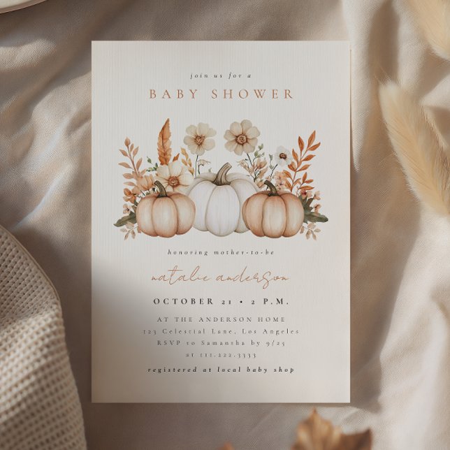 Rustic Boho Fall Pumpkin Baby Shower Invitation (Creator Uploaded)