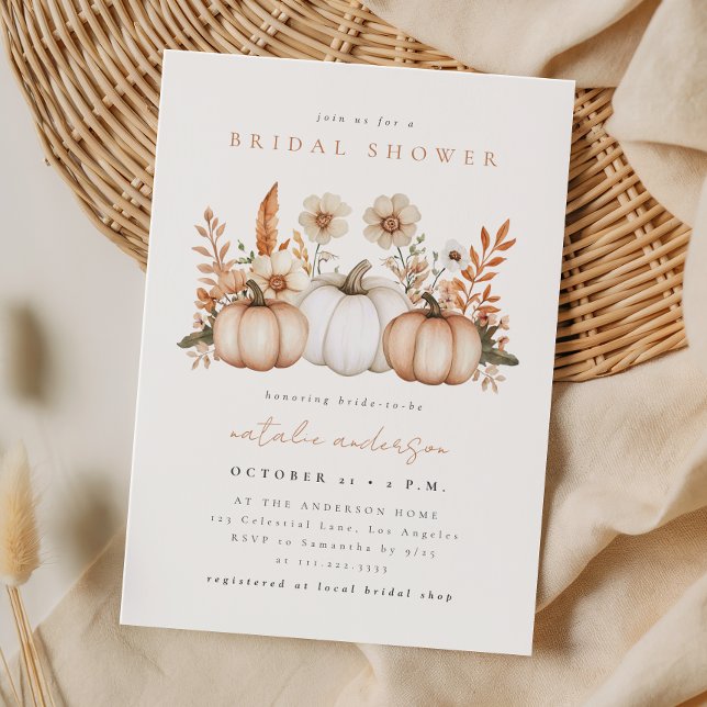 Rustic Boho Fall Pumpkin Bridal Shower Invitation (Creator Uploaded)