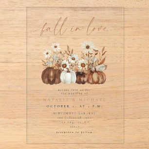 Rustic Boho Fall Pumpkin Wedding Acrylic Invitations