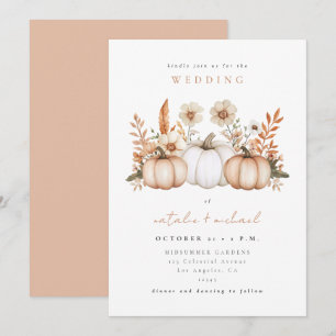 Rustic Boho Fall Pumpkin Wedding Invitation