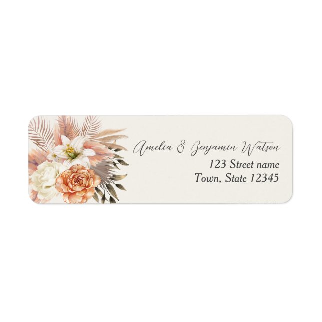 Rustic Boho Fall Wedding Address Label Return Address Label (Front)