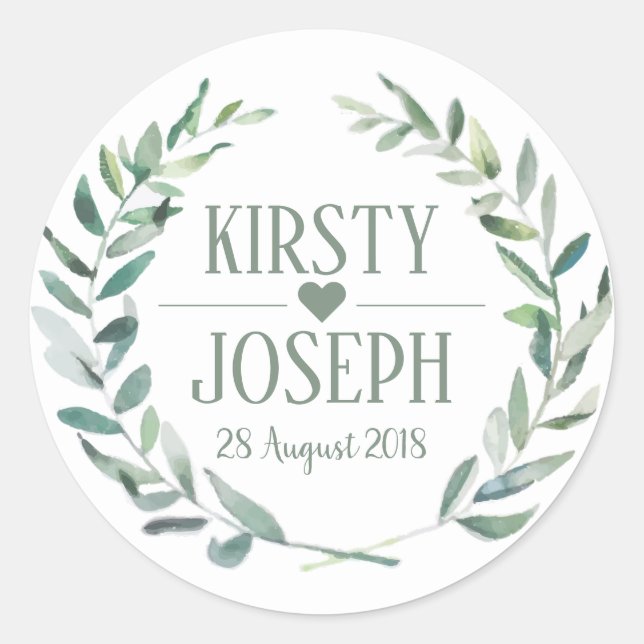 Rustic Boho Feather Floral Wreath Wedding Sticker (Front)