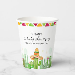 Rustic Boho Fiesta Cactus Taco 'Bout A Baby Shower Paper Cups