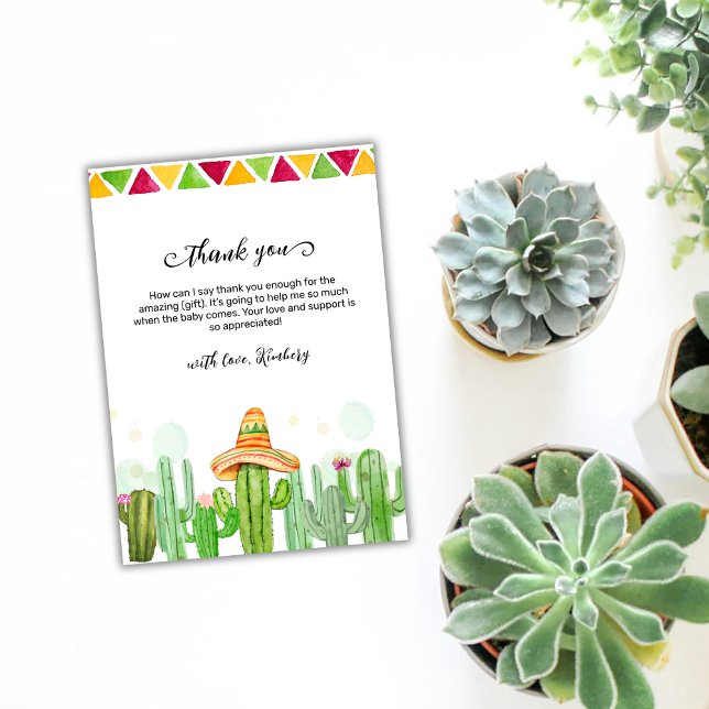 Rustic Boho Fiesta Cactus Taco 'Bout A Baby Shower Thank You Card (Rustic Boho Fiesta Cactus Taco 'Bout A Baby Shower Thank You Card)